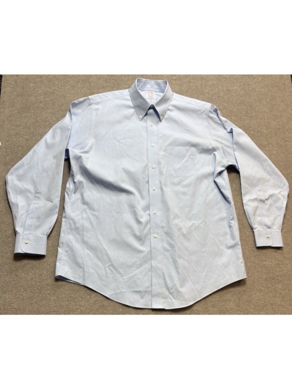 Brooks Brothers Dress Shirt Mens 16.5 35 Blue Oxford Button Down Traditional Fit